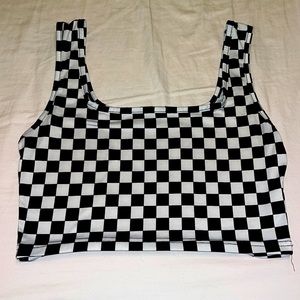 Black and white checkered crop top